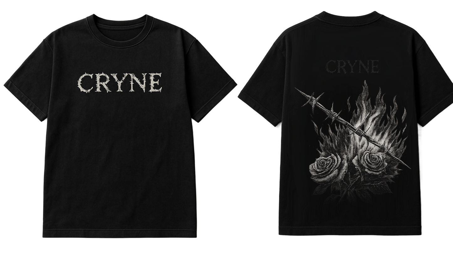 Black Chaotic Rose and Thorns Tee - PRE ORDER